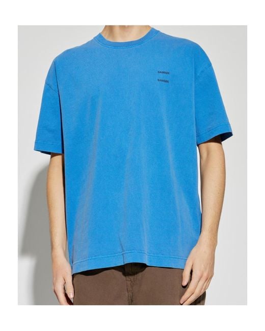 Samsøe & Samsøe Blue Logo-Print T-Shirt for men