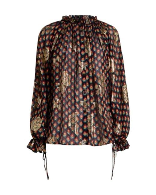Etro Brown Shirt With Ruffles And Laces