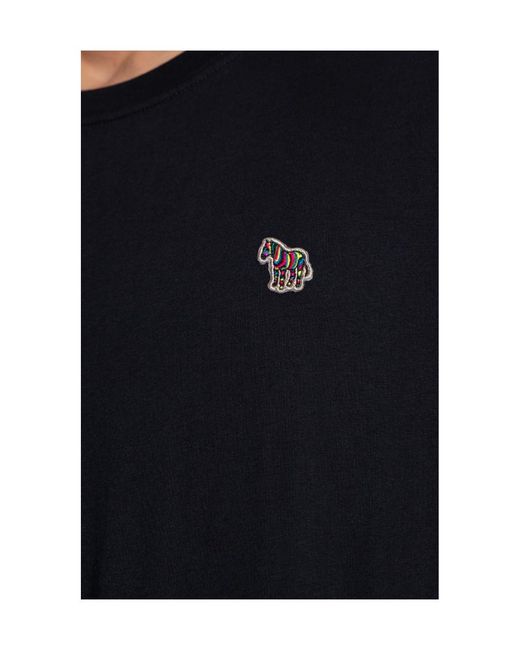 Paul Smith Black Ps Paul Smith Zebra Patch Crewneck T-Shirt for men