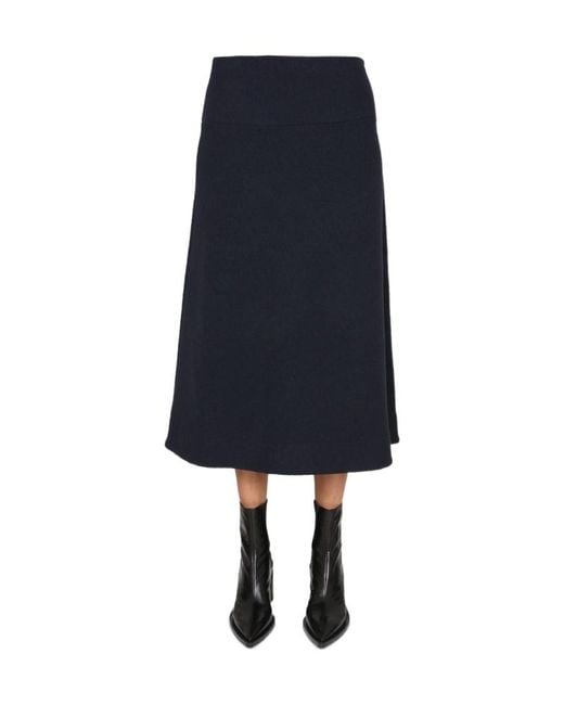 Jil Sander Blue High-Waisted Flared Skirt