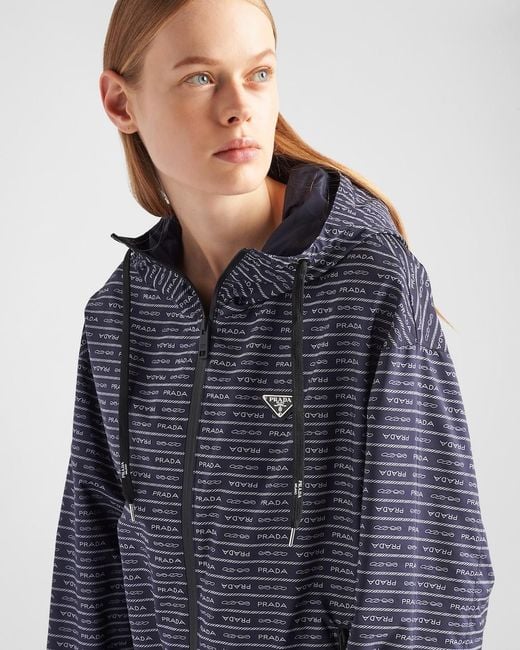 Prada Blue Zippered Casual Jacket