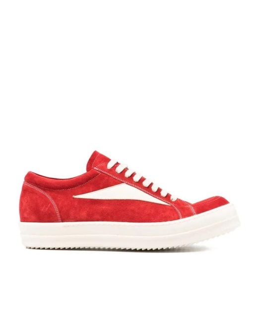Rick Owens Red Vintage Low-Top Sneakers for men
