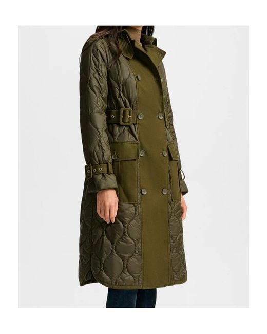 Veronica Beard Green Quilted Removable-Dickey Coat