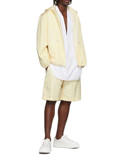 Jil Sander Yellow Zip-Up Drawstring Hooded Jacket for men