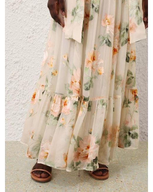 Zimmermann Natural Carousel Burnout Midi Skirt