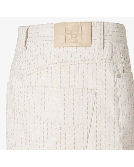 Fendi White Stitch Detail Straight-Leg Long Jeans for men