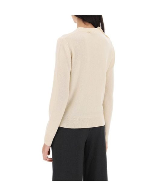 Ganni Natural Alabaster Crewneck Knitted Pullover