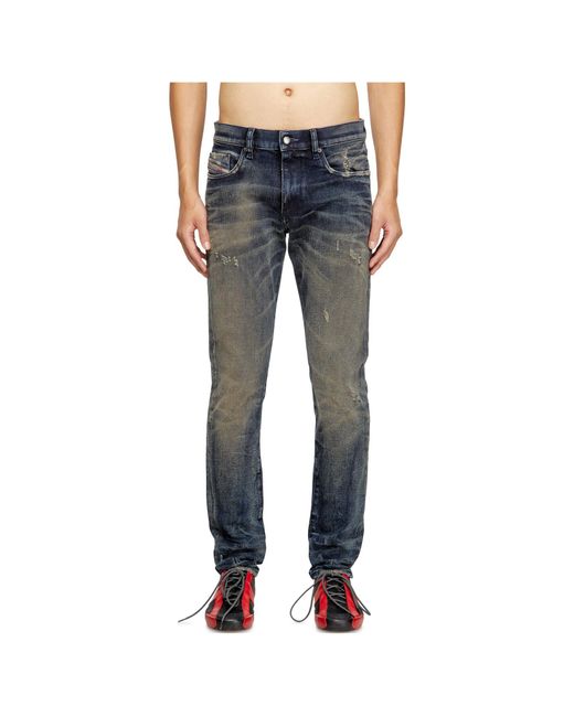 DIESEL Blue Faded Distressed Jeans for men