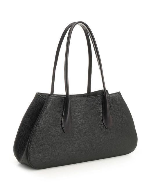 The Row Black Alger Stitch Detailed Shoulder Bag
