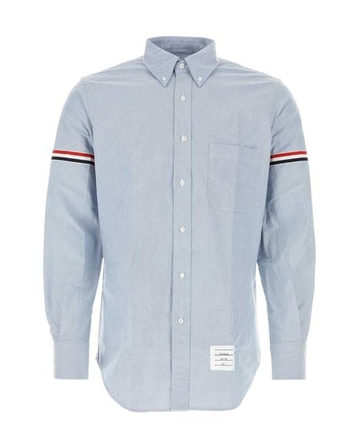 Thom Browne Blue Long-Sleeved Striped Detail Shirt for men