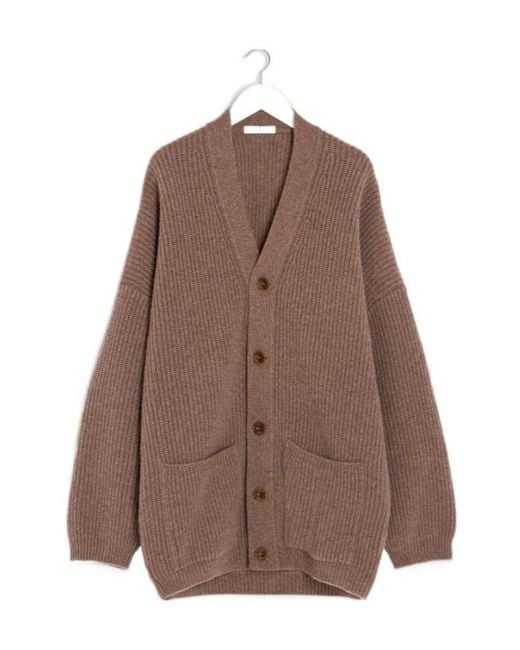 Lemaire Brown V-Neck Button-Up Cardigan for men