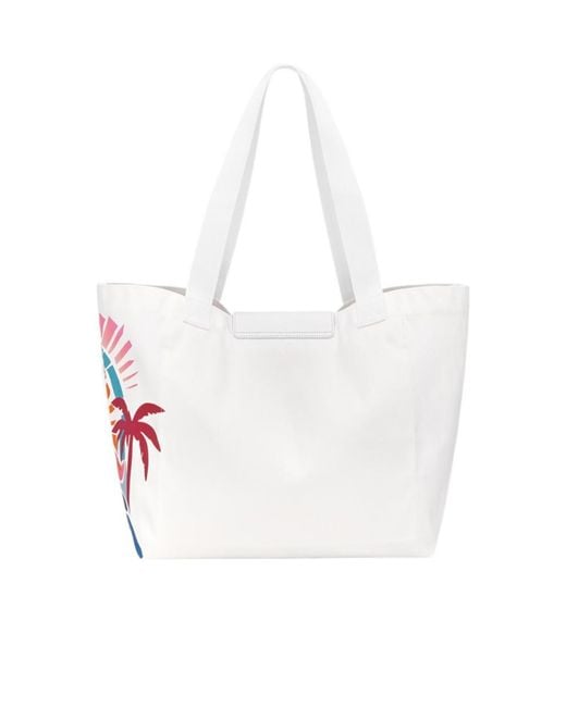 Longchamp White L Le Pliage Horse-Graphic Tote Bag