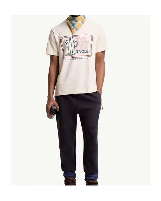 Moncler Natural Grenoble Logo Printed Crewneck T-Shirt for men