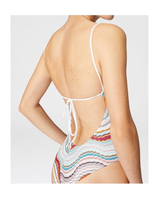 Missoni White One-Piece Wave Pattern Swimsuit