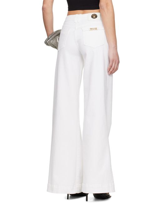 Versace Jeans White Couture Logo Lettering Flared Jeans