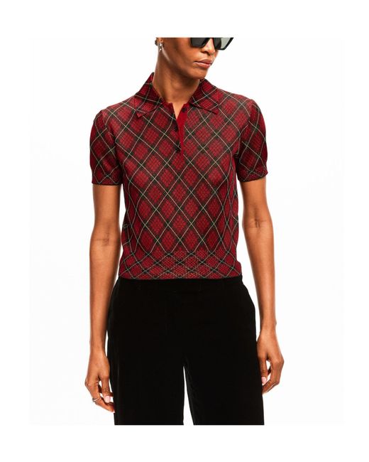 McQueen Checkered Knit Polo Shirt