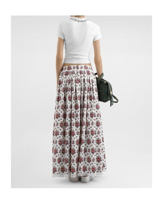 Dolce & Gabbana White Floral-Detail Crew Neck T-Shirt