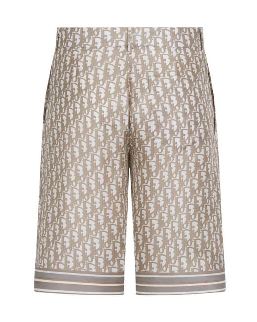 Dior White Oblique Bermuda Shorts for men