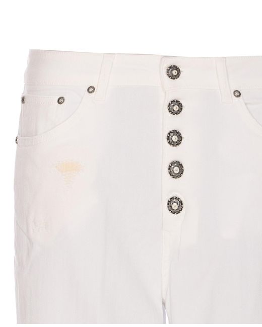 Dondup White Buttoned Trousers