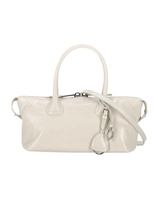 Miu Miu White Zippered Shoulder Bag