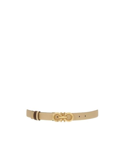 Ferragamo White Leather Reversible Belt