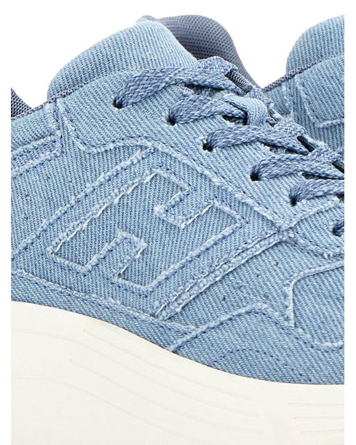 Hogan Blue Logo Embossed Chunky Sneakers