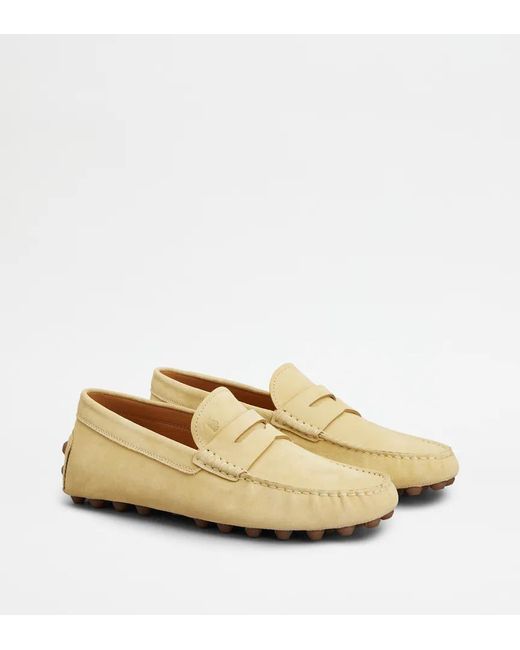 Tod's Natural Gommino Bubble Leather Loafers for men
