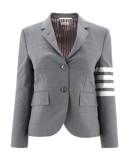 Thom Browne Gray Plain Weave 4-Bar High Armhole Sport Coat