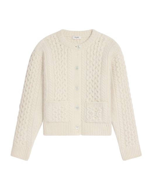 Céline White Triomphe Cardigan