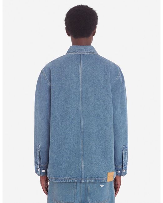 Maison Kitsuné Blue Maison Kitsuné Denim Workwear Jacket for men
