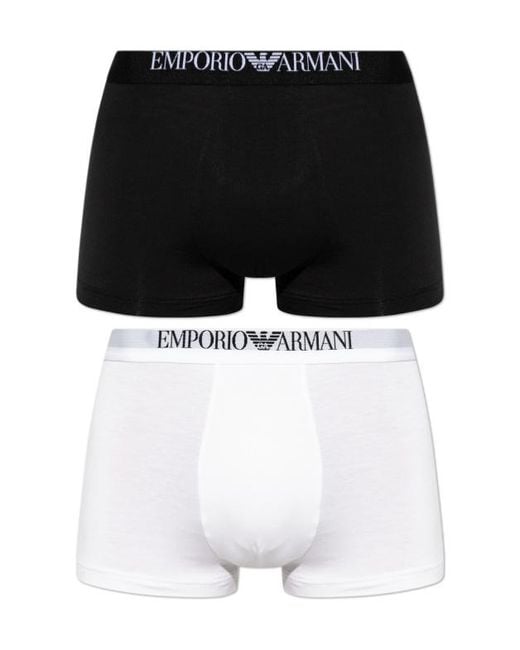 Emporio Armani Black Logo Waistband Boxer Briefs for men