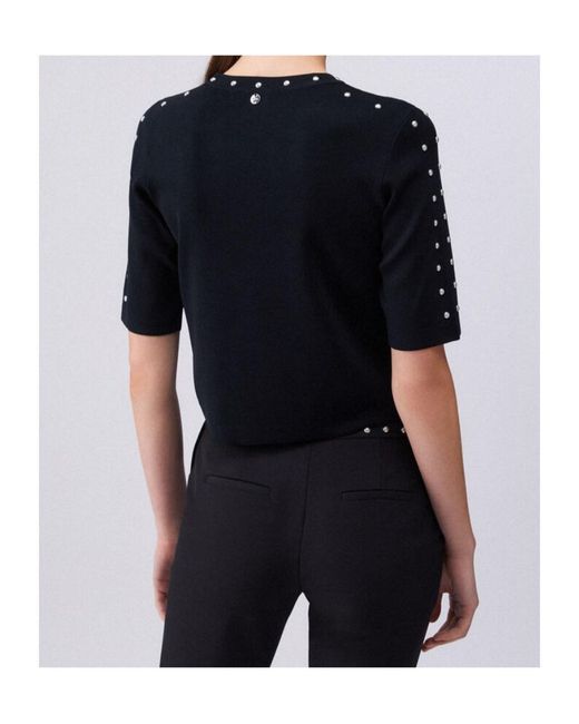 Liu Jo Black Stud-Embellished Knit Top