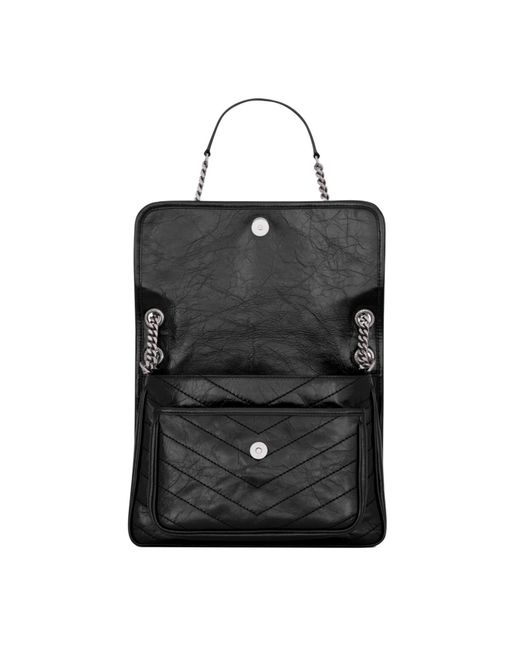 Saint Laurent Black Niki Chain-Link Medium Shoulder Bag