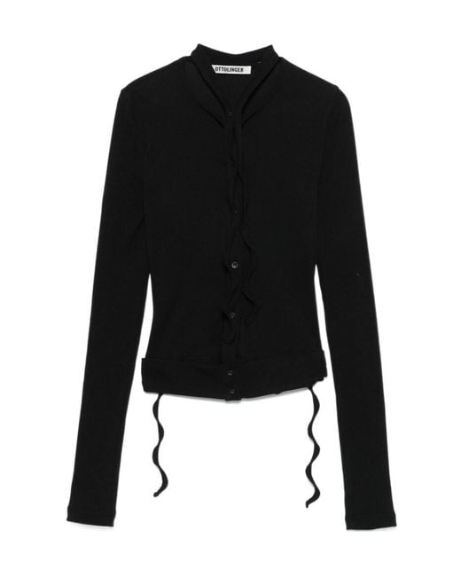 OTTOLINGER Black Long-Sleeved Ribbed Cardigan