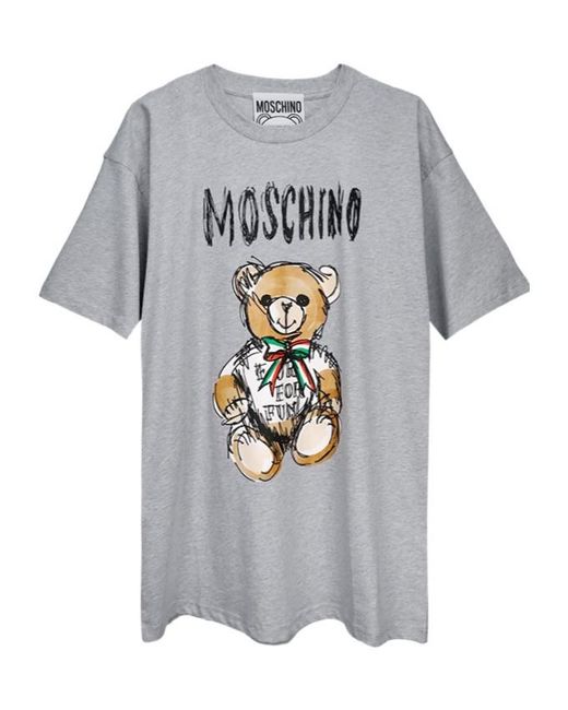 Moschino Gray Teddy Bear-Print Cotton T-Shirt