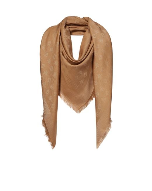 Fendi Natural Ff Jacquard Frayed-Edge Scarf
