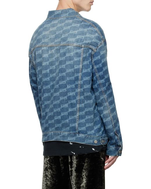 Balenciaga Blue Giacca Bb Monogram Large Fit Da Uomo for men