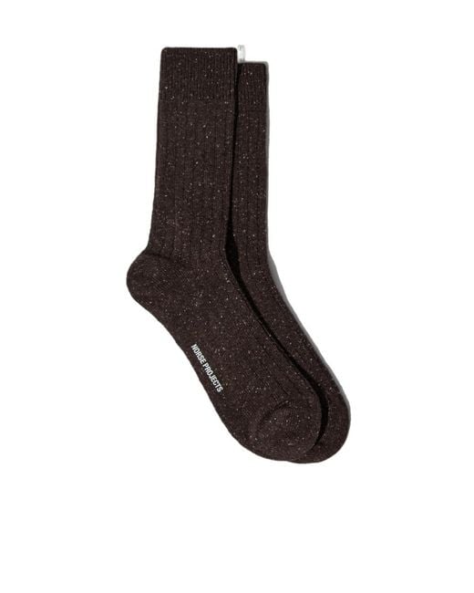 Norse Projects Black Wool Blend Ribbed Socks for men