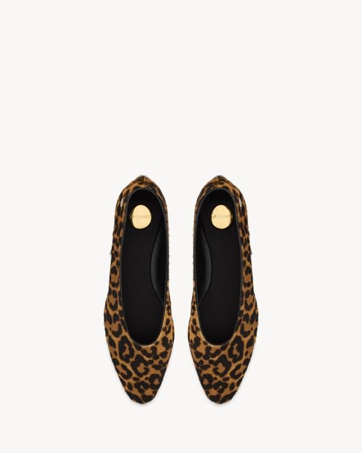 Saint Laurent Brown Sao Leopard-Print Ballet Flats