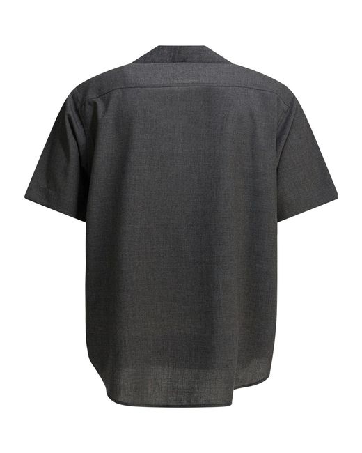 Auralee Black Cashmere Collared Short-Sleeved Shirt for men