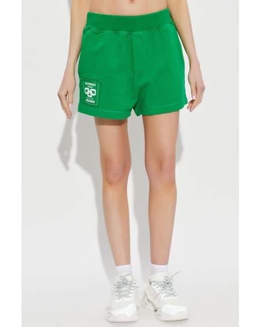DSquared² Green Logo Patch Elasticated Waistband Shorts