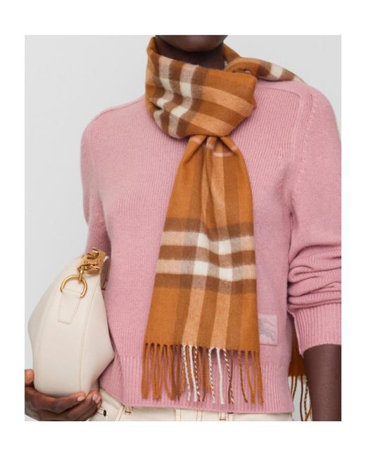 Burberry Brown Checked Fringed-Edge Scarf for men