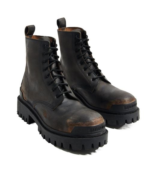 Balenciaga Black Strike Lace-Up Boots for men