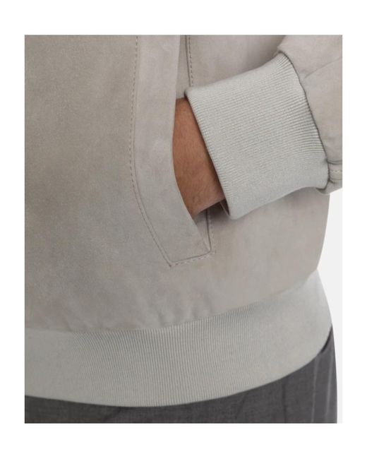 Dondup Gray Regular-Fit Suede Bomber Jacket for men