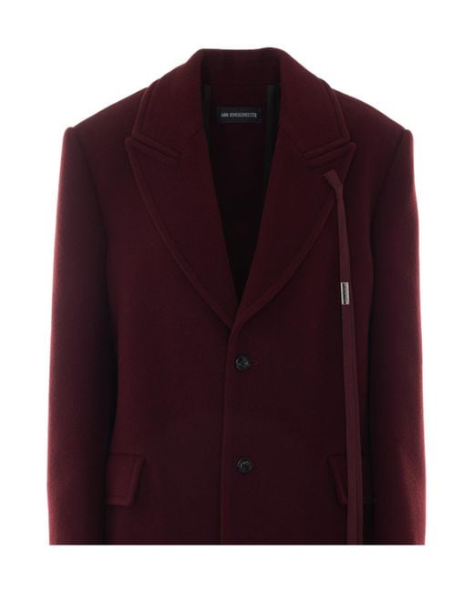 Ann Demeulemeester Red Aldina Strap-Detailed Long Coat
