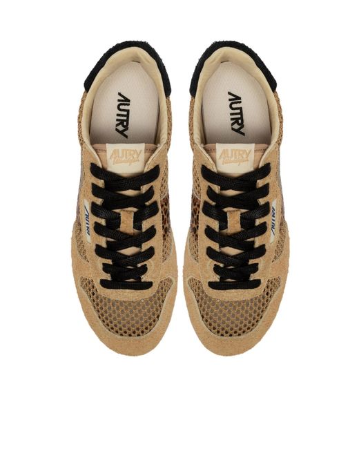 Autry Brown Windspin Mesh-Panelled Lace-Up Sneakers