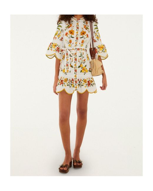 Farm Rio Metallic Floral-Print Mini Dress