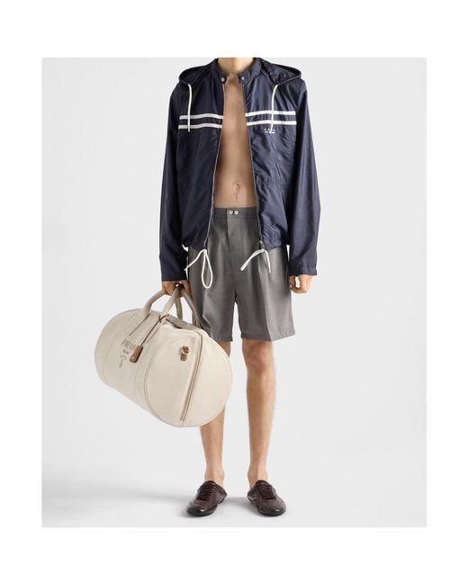 Prada Blue Re-Nylon Zip-Up Hooded Jacket for men
