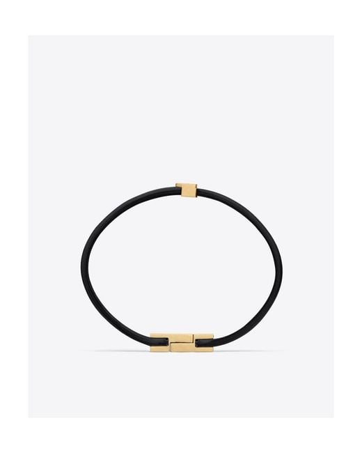 Saint Laurent White Cassandre Ysl Logo Plaque Bracelet