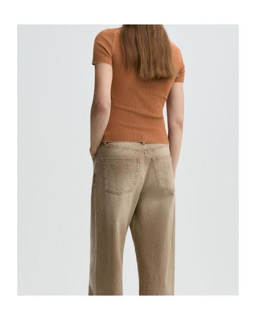 By Malene Birger Brown Benita Ribbed-Knit Polo Shirt